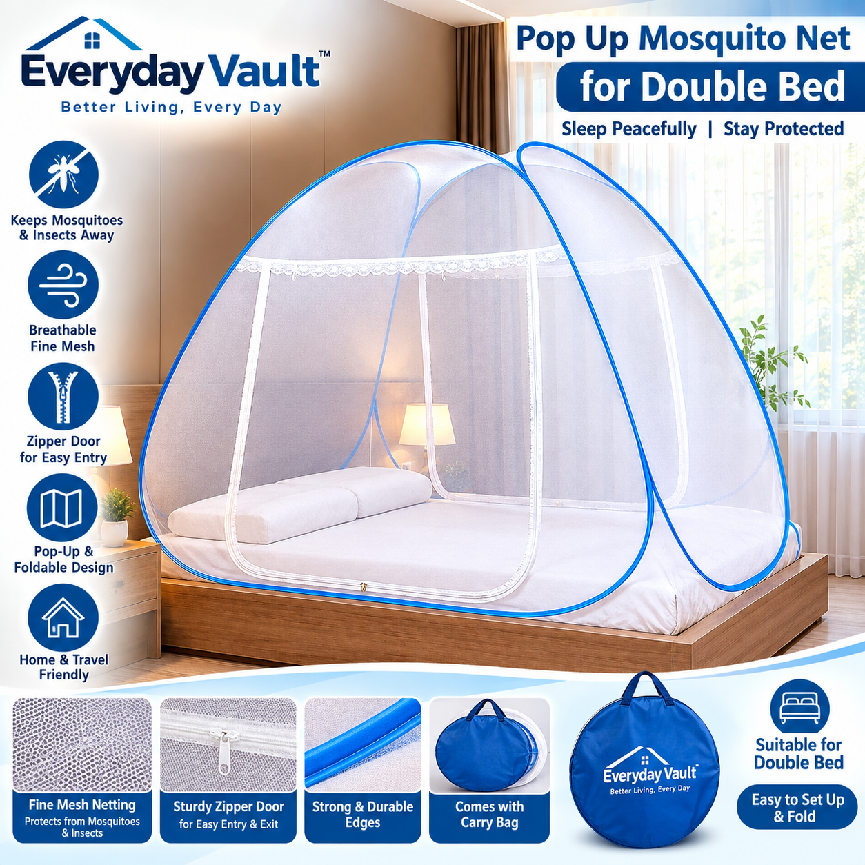 Mosquito net for king size bed white